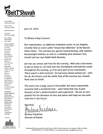 Letter from charity